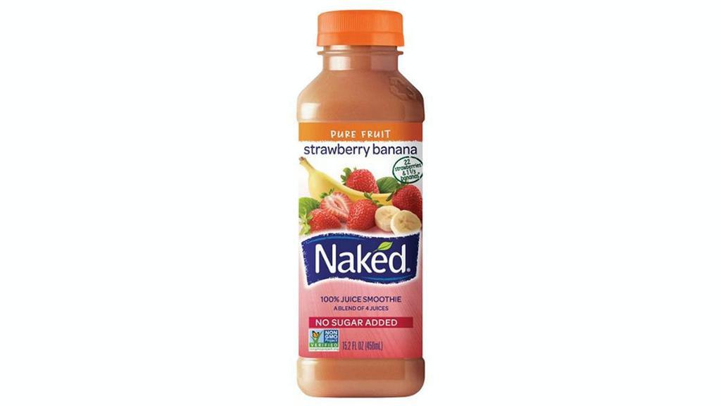 Naked Juice|Strawberry Banana · Contains strawberry, apple, banana and a hint of orange. 250 Calories