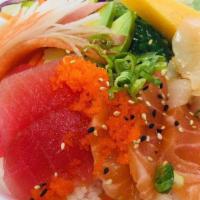 Chirashi Bowl · Assorted fish, tamago, and sushi rice.