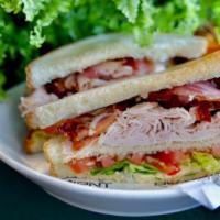 Smoked Turkey Club · Three Slices of Toasted White Bread, House Smoked Turkey,      Beef Bacon Crumble, , Lettuce...