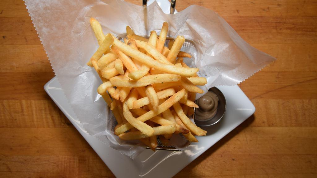 Crack Fries · Yes, they are that good, and no we will not tell you what's on them! Black Garlic Aioli.