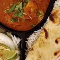 Classic Chicken Curry · Gluten free. Chicken, onion-tomato sauce, ginger-garlic paste, herbs and spices.