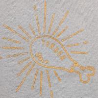 Yonder Tees · Baby blue Gildan heavyweight 100% cotton tee with gold drumstick on the front and Yonder log...