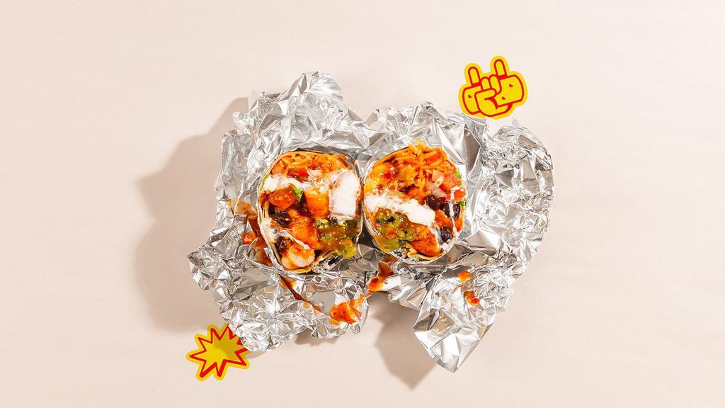 Shrimp Wham! Burrito · House burrito with grilled shrimp, Mexican rice, pinto beans, pico de gallo and salsa.