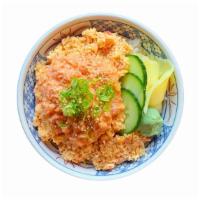 Volcano Don · chosen from our one of the most popular staff meals, must try!
Spicy salmon, spicy crab sala...