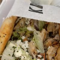 Chicken Gyros · Homemade chicken breast meat pita with lettuce, tomato, onion and feta cheese with homemade ...