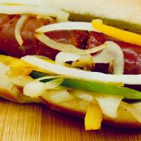Hot Link · Hot and spicy all beef sausage on a deli roll. Add some peppers and onions...