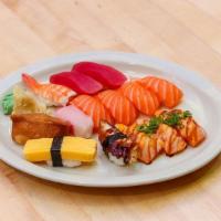 Sushi Combo · The Sushi Combo is a 14 piece nigiri set. The sushi combo includes 4 raw salmon, 2 raw tuna,...