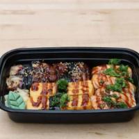 Seared Combo · The Seared Combo contains 4 pieces of seared salmon, 4 pieces of seared unagi, and 2 pieces ...