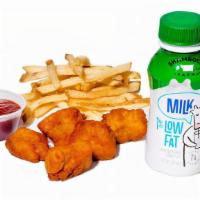 Kid'S Meal Nuggets · 5 piece gluten free & dairy free nuggets, side of fries, tots or seasonal fruit and a bevera...
