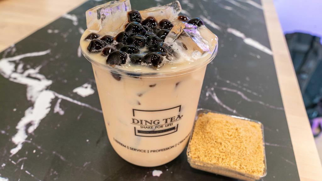 Brown Sugar Milk Tea · Crowd favorite, delicate brown sugar milk tea flavor made with assam black tea. Pairs well with golden boba, crystal boba, coffee jelly, or cheese foam.