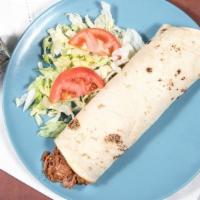 Carne Adovada · our slow cooked pork with red chile filling this burrito to the max