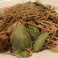 Sen Mee · Thin rice noodles with mushrooms, carrots, egg, cabbage, and onion, bean sprouts, stir-fried...