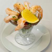 Prawn Cocktail · Steamed prawns with housemade cocktail sauce, and fresh lemon.