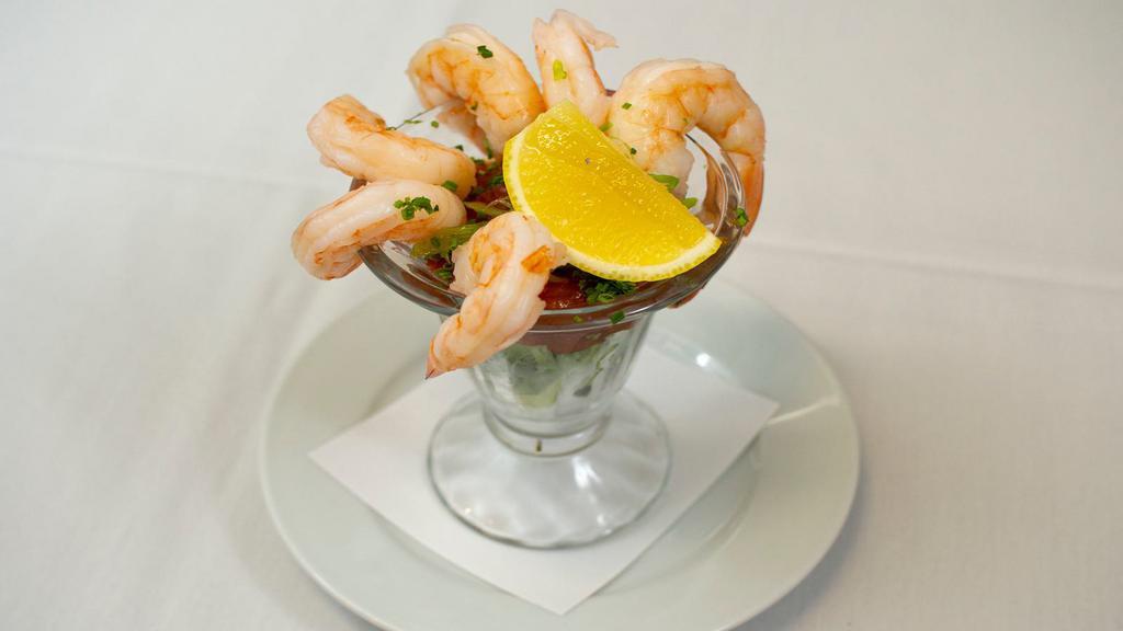 Prawn Cocktail · Steamed prawns with housemade cocktail sauce, and fresh lemon.