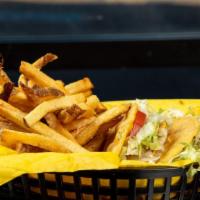 The 109 · Two signature taco burgers served with a side of fresh-cut fries and a drink.