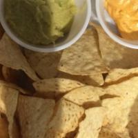 Chips & Dip Trio · A basket of warm, crispy tortilla chips served with homemade salsa, homemade beer cheese and...
