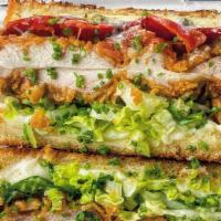 Artie Bucco Fried Chicken Sandwich · available as a fried chicken sandwich or a burger. caper mayo, mama lil's, romaine, swiss am...