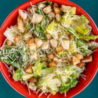Caesar Salad · Crisp romaine tossed with house made Caesar dressing and topped with croutons and parmesan