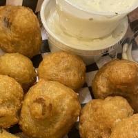 Fried Mushrooms (X10) · Battered and deep fried to golden, crispy perfection. Served with ranch dip.