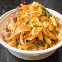 Sukiyaki Bowl · Sliced top stain and vegetable, tofu, yam noodles, Napa cabbage cooked with sukiyaki sauce o...
