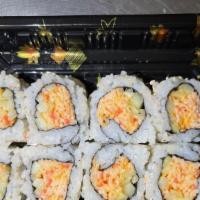 Spicy Crab Roll · Eight pieces. spicy crabmeat, cucumber, rolled with sushi rice seaweed.