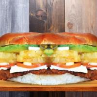 Argentina · Breaded steak, melted cheese, pineapple, Mexican fresh cheese, tomato, onion, avocado. Chipo...