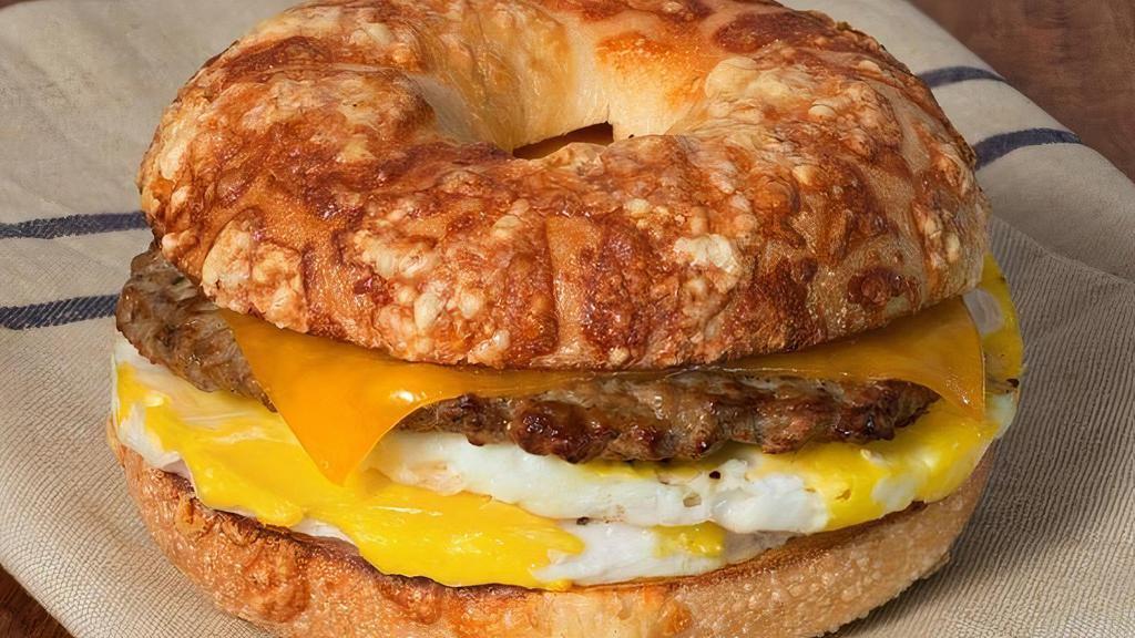 Turkey Sausage & Cheddar Sandwich · Gobble gobble down our Turkey-Sausage & Cheddar Classic Breakfast Sandwich for a scrumptious meal that satisfies and boosts your day. Savory turkey sausage gets an elegant upgrade with a slice cheddar cheese for melted perfection! On a Plain Bagel.