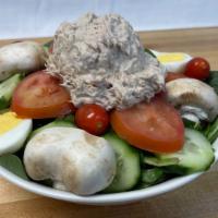 Tuna Fish Salad · Made Fresh Daily Tuna Fish Salad with whole hard cooked egg on top of a bed of Mixed Lettuce...