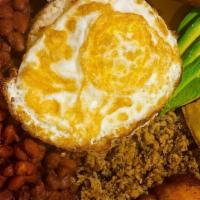 Frijolada Bowl · Like a MINI Bandeja Paisa, this bowl is protein filled with white rice, red beans, ground be...