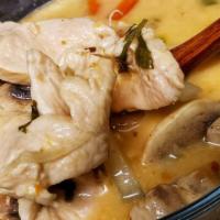 Tom Kha Chicken Soup · A creamy and delightful coconut milk version of the Thai hot and sour broth with lemongrass,...