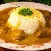 Chicken Curry · A classic Indian dish popular in the Mediterranean. Mild to spicy upon request. Served with ...