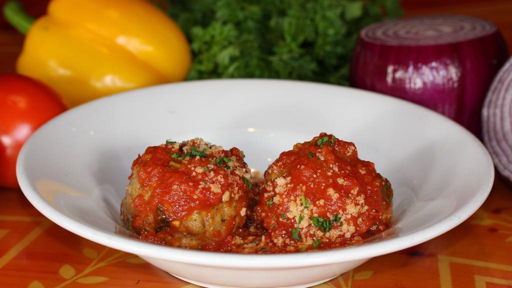 Meatballs · An incredibly tasty mixture of lean ground beef, Italian sausage, fresh herbs in marinara sauce.