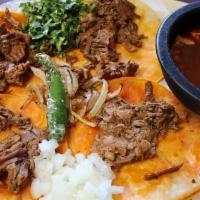 Tacos De Birria · 4 Birria Tacos with Onion and Cilantro, Salsa macha ( Oil Sauce ) and green Salsa, limes and...