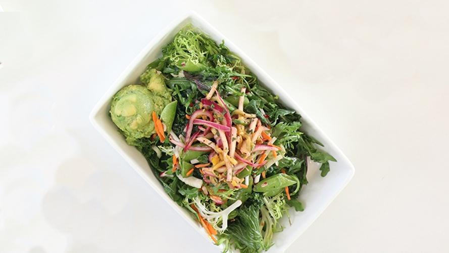 Custom Veggie Salad · Create your own custom veggie salad from our responsibly sourced greens, seasonal sides + toppings, and your choice of dressing.