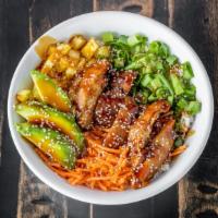 Sticky Pineapple Chicken Plate · (Spicy) A fiery blend of sweet and spicy. Fried chicken bites tossed in sticky spicy pineapp...