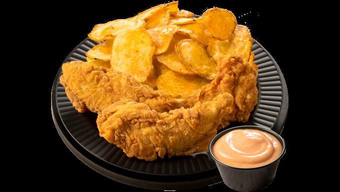 3  Piece Tender Dinner · Includes 3 pieces of Crispy Ranch Chicken Tenders, choice of potato and your choice of a dipping sauce.