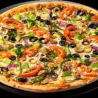 Prairie - Large · Spinach, Broccoli, Red Onions, Black Olives, Green Olives, Green Peppers, Tomato Slices, Tra...