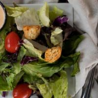 House Salad · Mixed greens, tomatoes, home-made croutons, your choice of dressing