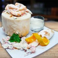 Coco Enamorado · Shrimp, scallops, octopus and crab with mayonnaise.