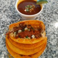 3 Quesa Tacos · 3 Beef birria tacos with cheese, tortilla dipped in consome with a crunchier finish on torti...
