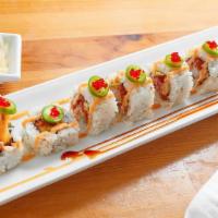 Ring Of Fire · Spicy tuna, cucumber, avocado, shrimp tempura topped with jalapeno,  tobiko(flying fish egg)...