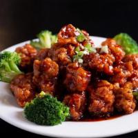 General Tso'S Chicken 左宗鸡 · Tuesday. Lunch portion of General Tso's chicken with two scoops of rice.