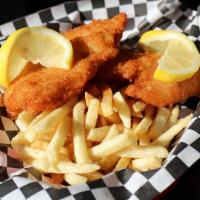 Fish & Chips · Two piece tempura beer-battered cod with panko crust fried to a perfect crunch