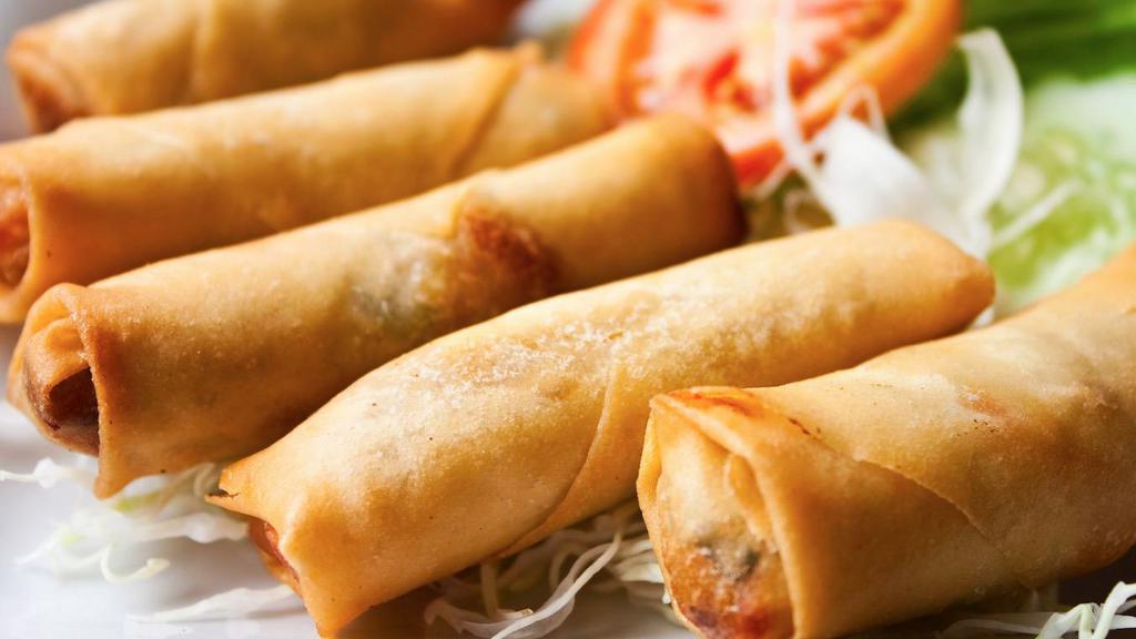 Fried Egg Rolls · Marinated ground pork, mushrooms and vermicelli rolled in egg wrappers and deep fried. - 2pcs