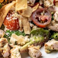 Patio · harvest greens / roasted red peppers / feta / heirloom tomatoes / grilled chicken / tortilla...