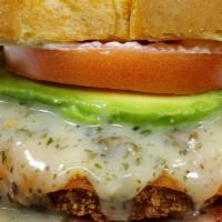 Savory Vegan Chicken Sandwich · Vegan Bacon, vegan chicken pattie, in-house vegan ranch sauce and vegan in-house mayo topped...