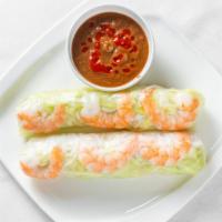 Spring Roll (1 Piece) · Shrimp, vermicelli, lettuce, and salad wrapped in rice paper. Served with peanut sauce
