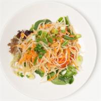 Papaya Salad (Gf) · shredded green papaya & carrot, peanut, green bean and tomato tossed in house garlic-fish-li...