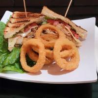 Chicken Pesto · Hoagie roll with lettuce, tomato red onion, gritted chicken breast, house bacon, and pesto m...