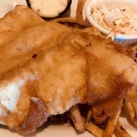 Fish And Chips
 · Crispy Cod, Hand-Cut Fries, Tangy Tartar, Coleslaw.